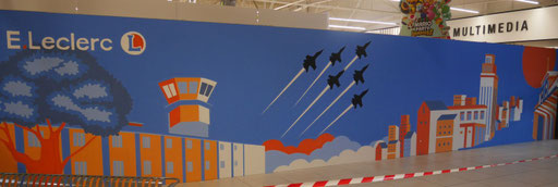 photo d'une fresque intérieure (vue de Saint Dizier) pour E.Leclerc par Coron Thibaud