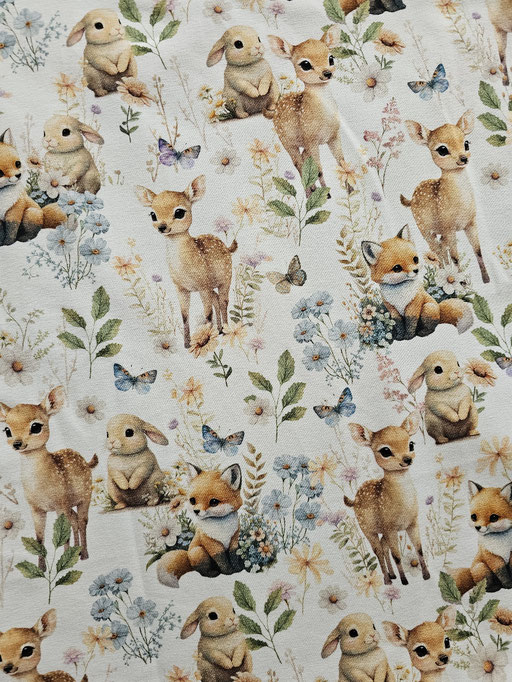 Forest Meadow animals offwhite - French Terry