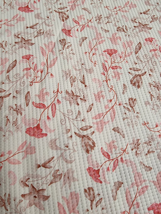 Zarte Blumen in rosa - Waffel Jersey 
