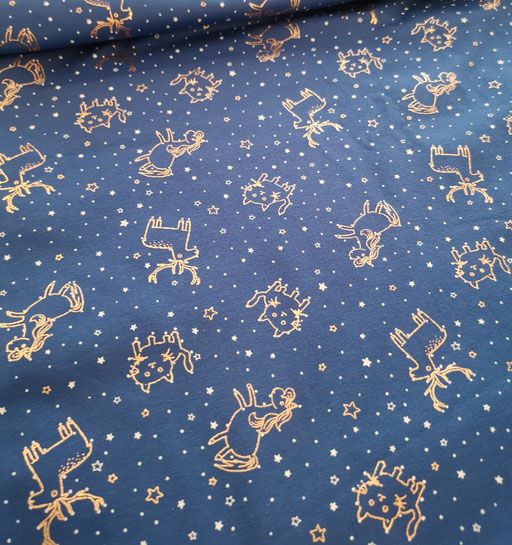 In the Stars foil Reh/Einhorn X-mas blau - Jersey 