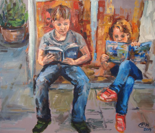 Young Readers, Öl_Lwd.60x70cm