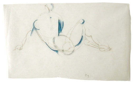 Manfred Pahl  Figurenstudie Farbkreide auf Entwurfspapier, monogrammiert, datiert 1919