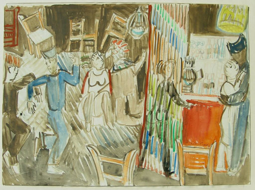 Charles Crodel  Fasching  Aquarell, signiert, ca. 1956
