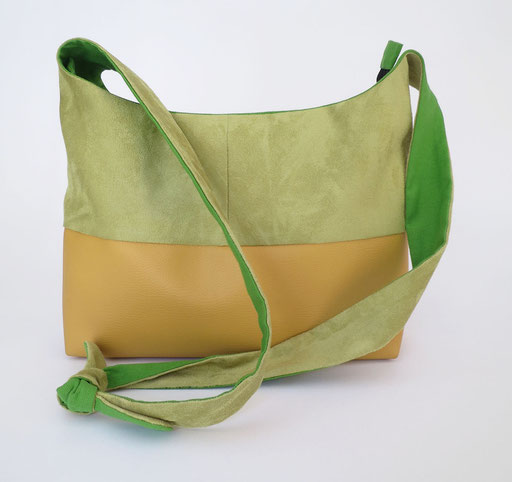 Bandoulière GM Skaï Colza + Alcantara Anis