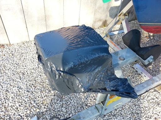 Wrapping du treuil avec sac poubelle + décapeur thermique...