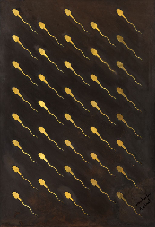 Consentement - Collage métaux, laiton et cuivre 95 cm x 65 cm