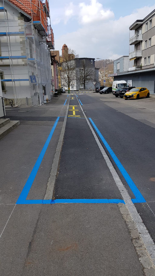 Parkplatzmarkierung Blauezone