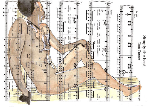 "Simply the best", October 11, 2023 @anthoneb1988 (aquarel on paper sheet music, 21x29,7 cm)