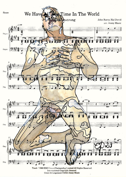 "We have the time in the world", October 14, 2023 @leopold_model (Aquarel on paper, sheet music, 21 x 29,7 cm)