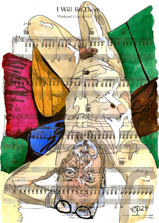 "I will be there" March 12, 2024 (aquarel on paper, sheet music, 21x29,7)