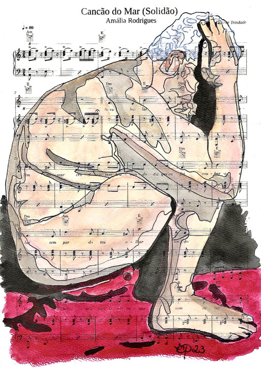 September 2023, @joselivemodel_artwork (aquarel on paper, sheet music, 21x29,7)