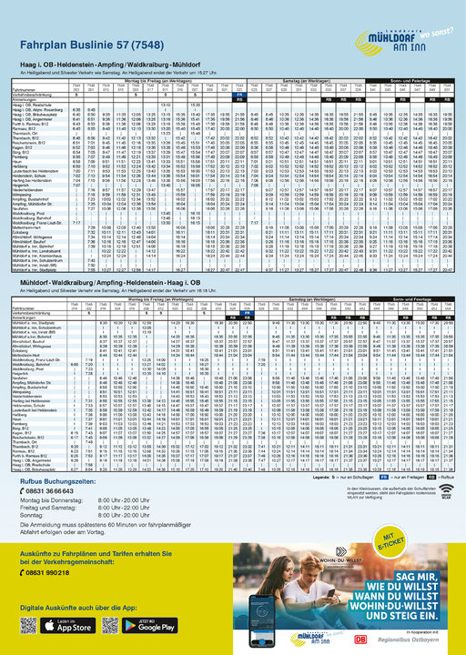 Busfaltplan Buslinie 57, Rückseite, Landratsamt Mühldorf a. Inn, Dezember, 2021