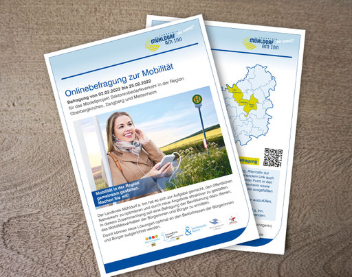Flyer Onlinebefragung zur Mobilität, Seite 1, LRA MÜ, Januar 2022 