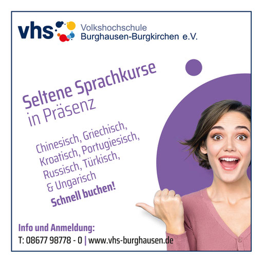 Anzeige in der Zeitschrift Aktiv + Burghauser Anzeiger, Vhs Burghausen, Juli 2024
