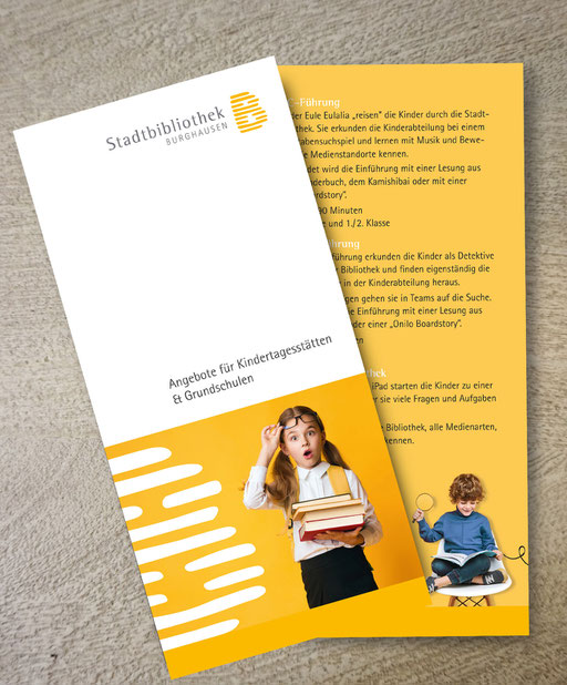 Gestaltung eines Flyers für die Stadtbücherei Burghausen, Januar 2024