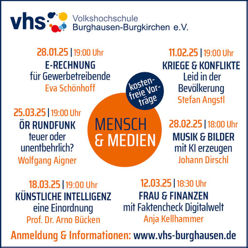 Anzeige für die Vhs Burghausen, Mensch & Medien, Januar 2025