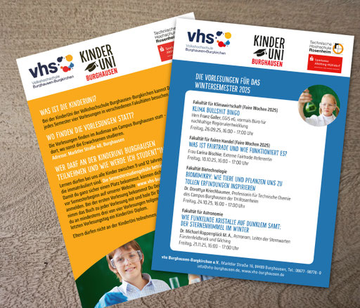 Flyer für die KinderUni Burghausen, Vhs Burghausen, Juni 2025