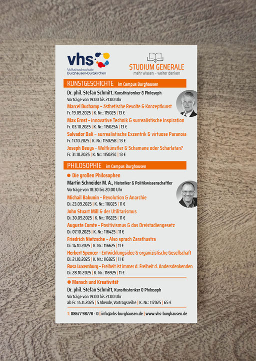 Anzeige für das Studium Generale der Vhs Burghausen, Juli 2025