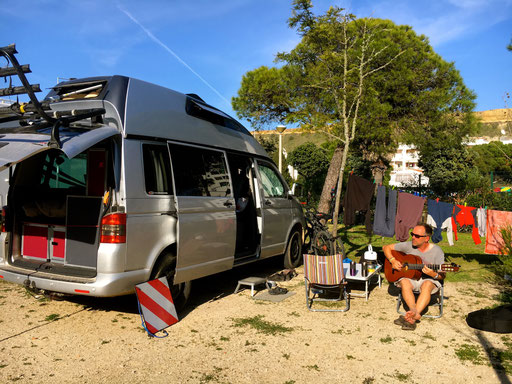 Camping in Costa da Caparica, Portugal