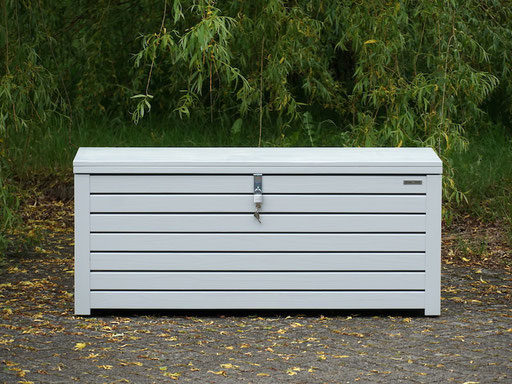 Auflagenbox / Kissenbox Holz, Oberfläche: Lichtgrau RAL 7035