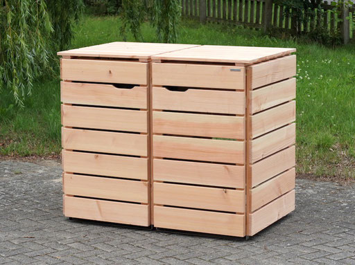 2er Mülltonnenbox / Mülltonnenverkleidung 240 L Holz, Oberfläche: Natur