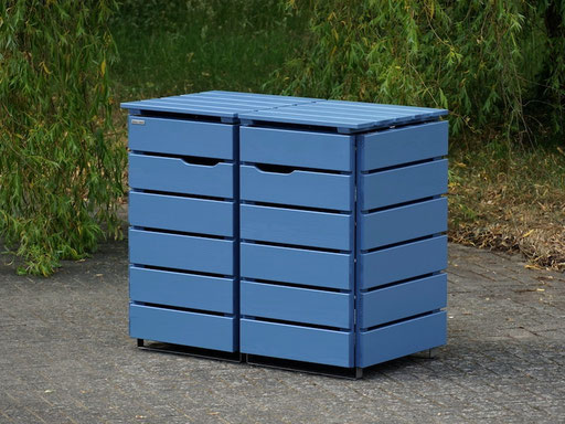 2er Mülltonnenbox 60 L - 120 L, Farbe: Taubenblau