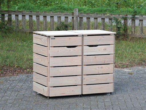 2er Mülltonnenbox / Mülltonnenverkleidung 120 L Holz, Oberfläche: Transparent Grau