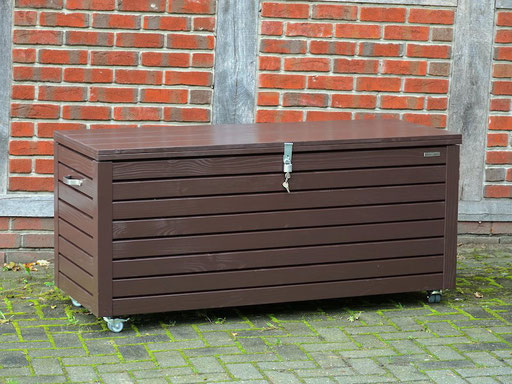 Auflagenbox / Kissenbox Holz nach Maß, Oberfläche: Dunkelbraun / Schokoladenbraun RAL 8017