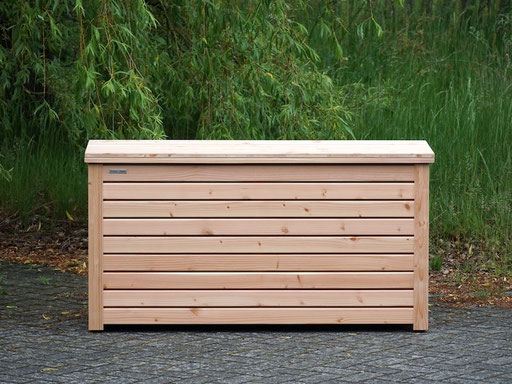 Auflagenbox / Kissenbox / Gartenbox aus wetterfestem Holz, Größe L, Oberfläche: Natur