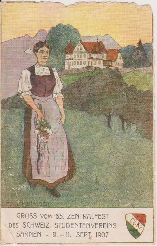 65. Zentralfest des Schweizerischen Studentenvereins. Sarnen, 1907.  Jos. Amstalden / Typ. Räber & Cie. Luzern. Inv. Nr. Ga 0006    Inv. Nr. Ga 0006
