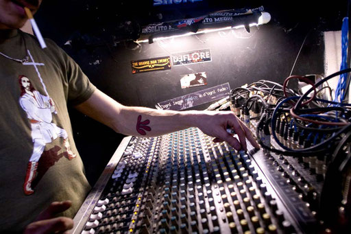Sound-engineer Teo at concert of Roman Hardcore band 'Strength Approach'. Underground Punk 'Traffic Live Club'. 2007