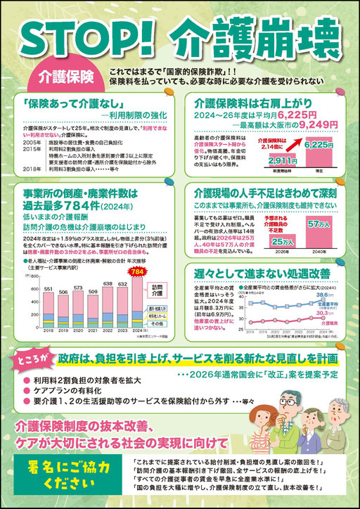 介護保険制度の改善、介護従事者の処遇改善を求める請願署名