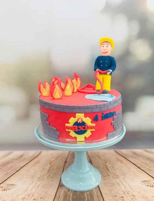Brandweerman, Brandweermansam, vuur, Sam, kinderverjaardag, Verjaardagstaart, taart
