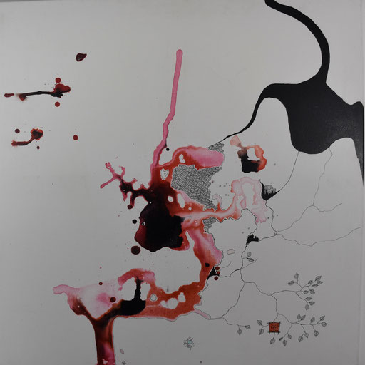 "Fauve" Encre sur toile 70x70 cm. 