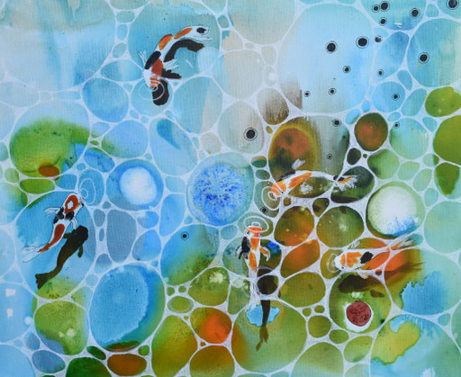 "les eaux douces" Encres et Posca sur toile  46x38 (vendu)