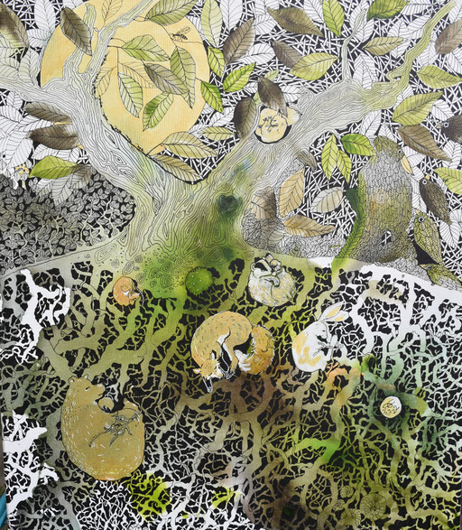 "Harmonie fantastique" Encres sur toile 55x46 cm (vendu)