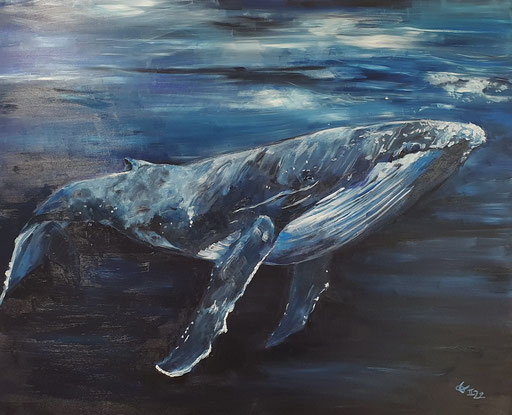 "La Baleine" Huile sur toile