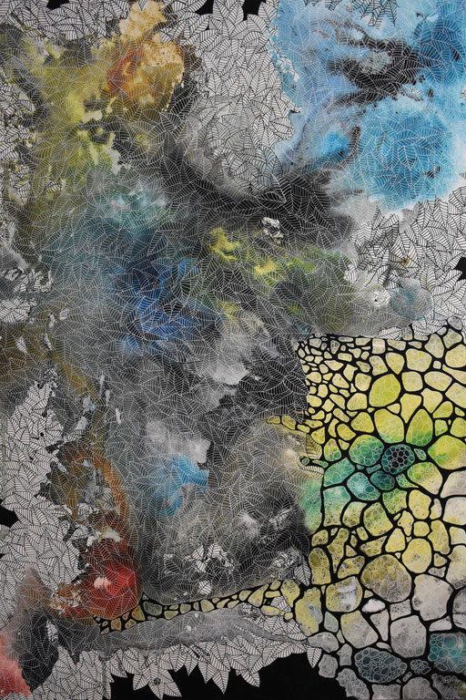 "Folium" Encre et Posca sur toile 130x97 cm -