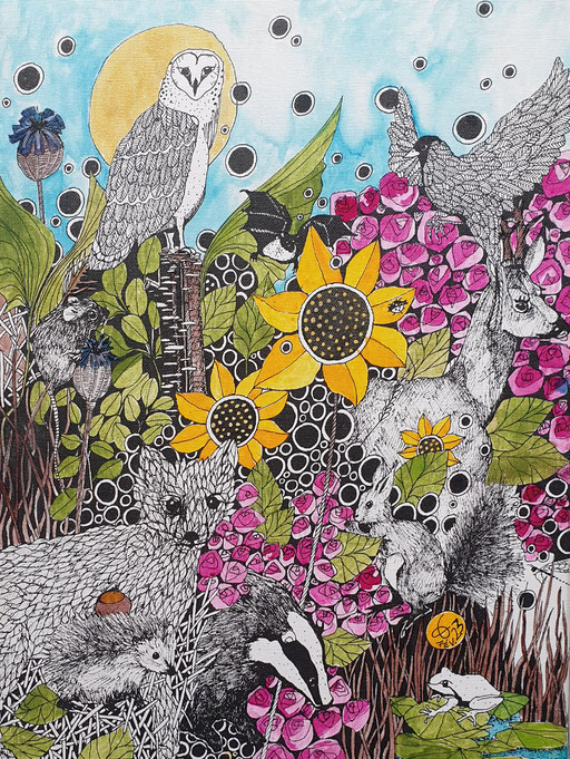 "Présences n°2" Encres sur toile 40x30 cm (vendu)
