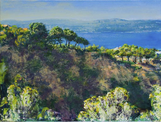 "Blick über die Bucht (Pahuera, Mallorca)", Acryl, 80x60cm, 2008