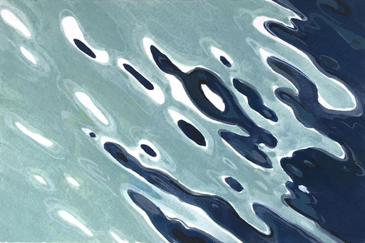 Zürichsee - Wasseroberfläche-grau, 2019, Acryl auf Papier, 10,5 x 14.8 cm