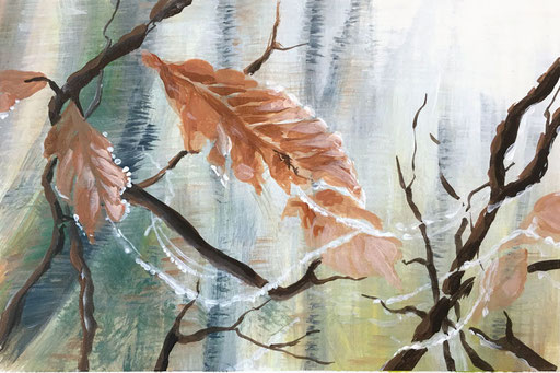 Uetliberg - Herbst, 2019, Acryl auf Papier, 10,5 x 14.8 cm