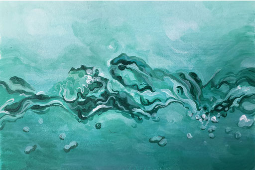 Unterwasser-mint, 2019, Acryl auf Papier, 10,5 x 14.8 cm