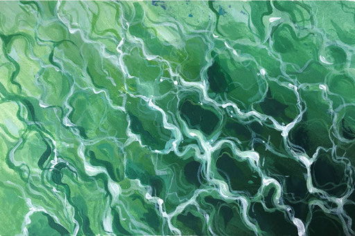 Swimmingpool-grün, 2019, Acryl auf Papier, 10,5 x 14.8 cm