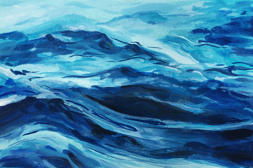 Meer, 2019, Acryl auf Papier, 10,5 x 14.8 cm