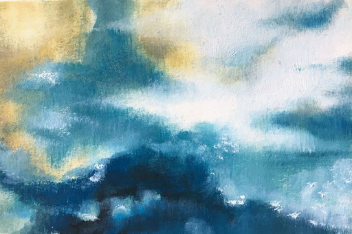 Landschaft - abstrakt 1, 2019, Ölfarbe auf Papier, 10,5 x 14.8 cm