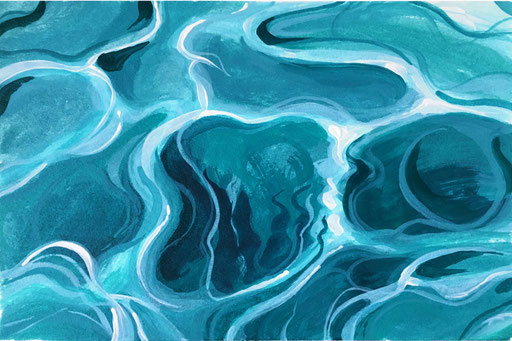 Swimmingpool-türkis, 2019, Acryl auf Papier, 10,5 x 14.8 cm