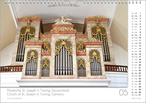 Pipe organ calendar in the Bach Shop.