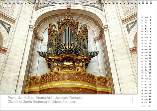 Pipe organ calendar in the Bach Shop.