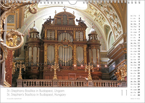 Pipe organ calendar in the Bach Shop.